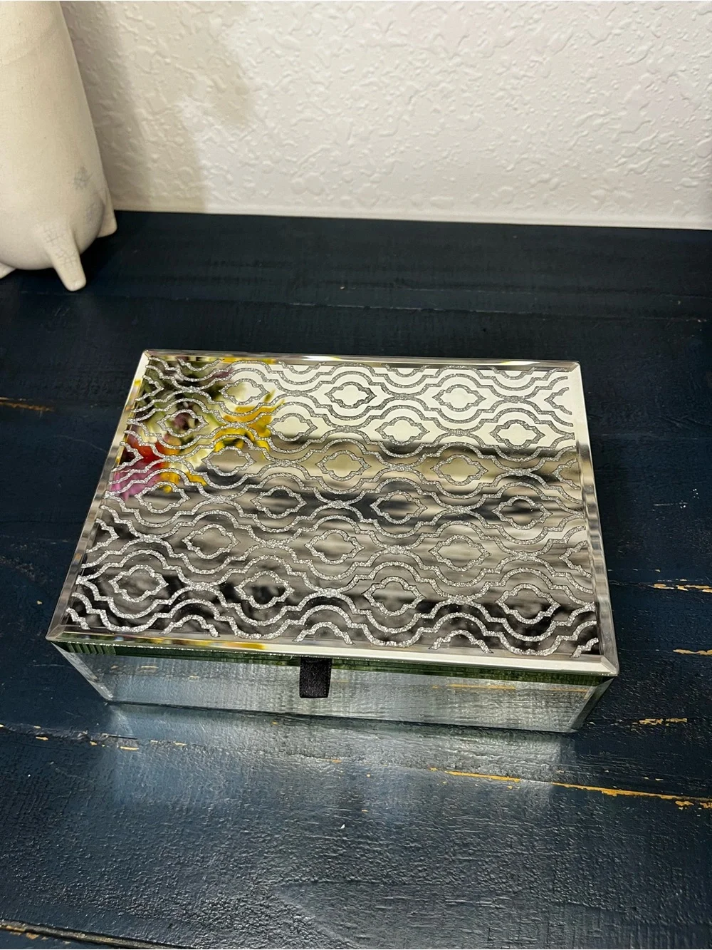 Mirrored Decorative Jewelry Box - Silver